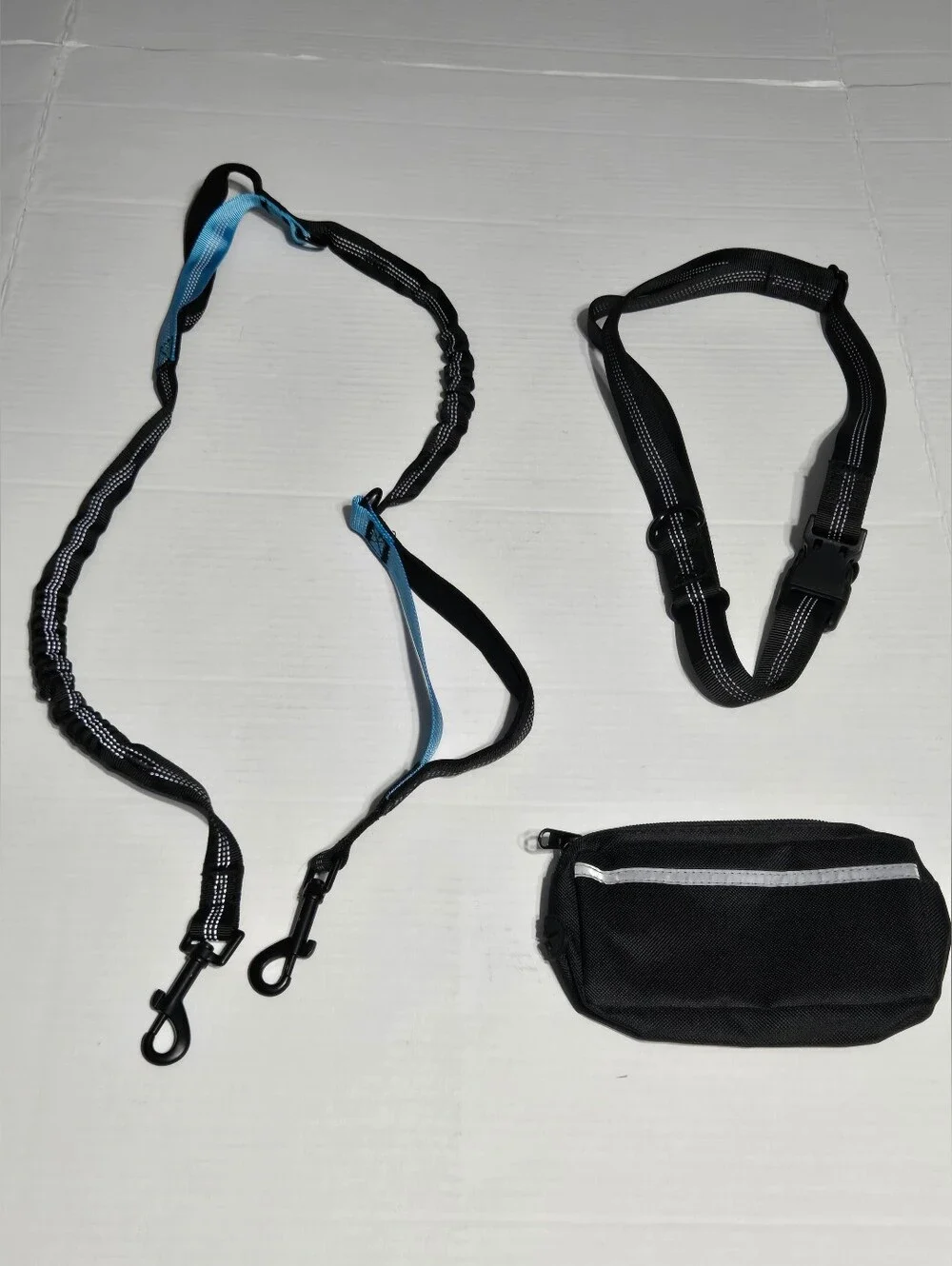 Hands Free Dog Running Leash Set‎ Reflective Adjustable Waist Belt Black New